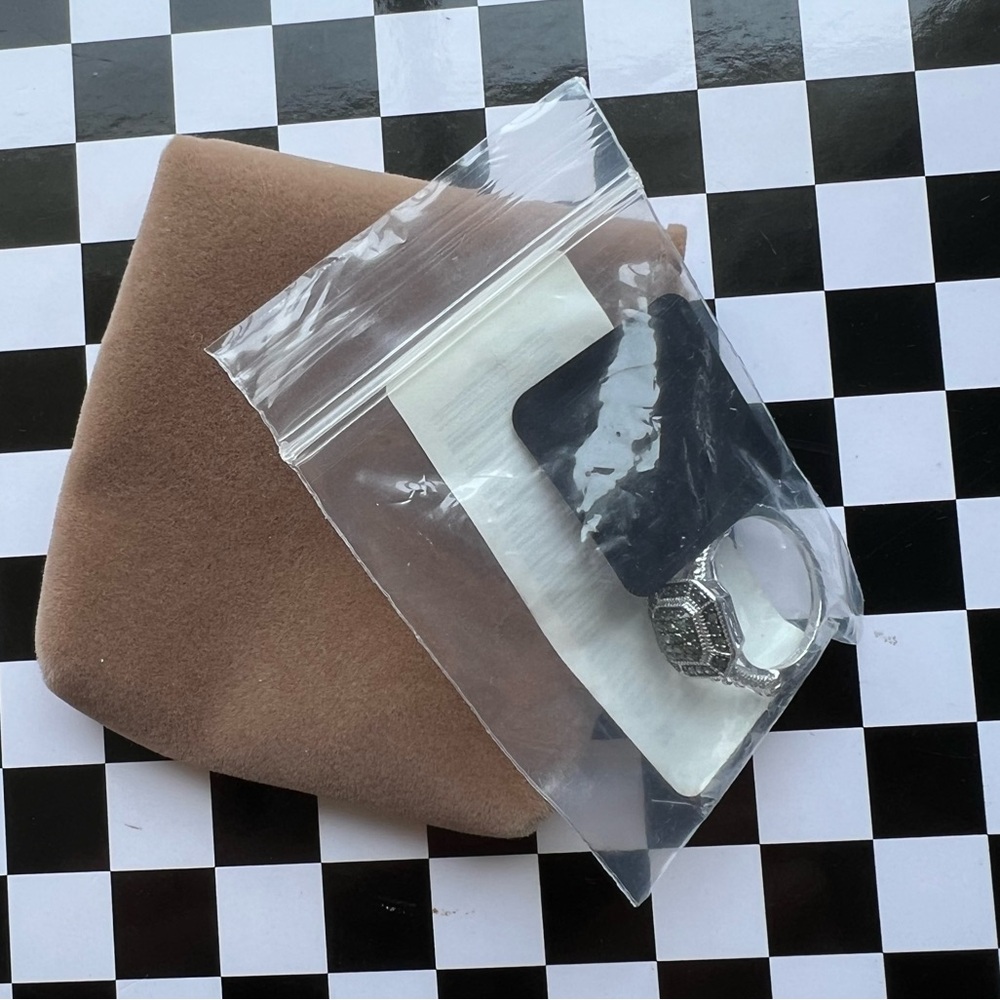 JS Affinity Sterling Silver & Pave Green Diamond Ring 💚 - Picture 5 of 14